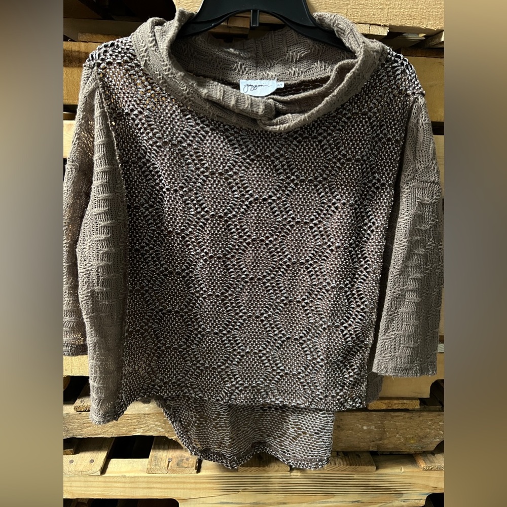Jazzmir open knit sweater with a cowl neck sz s